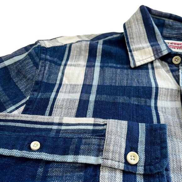 NWOT Taylor Stitch x Stetson The California Indigo Plaid Sz38 Chest 40 Blue - Picture 10 of 11